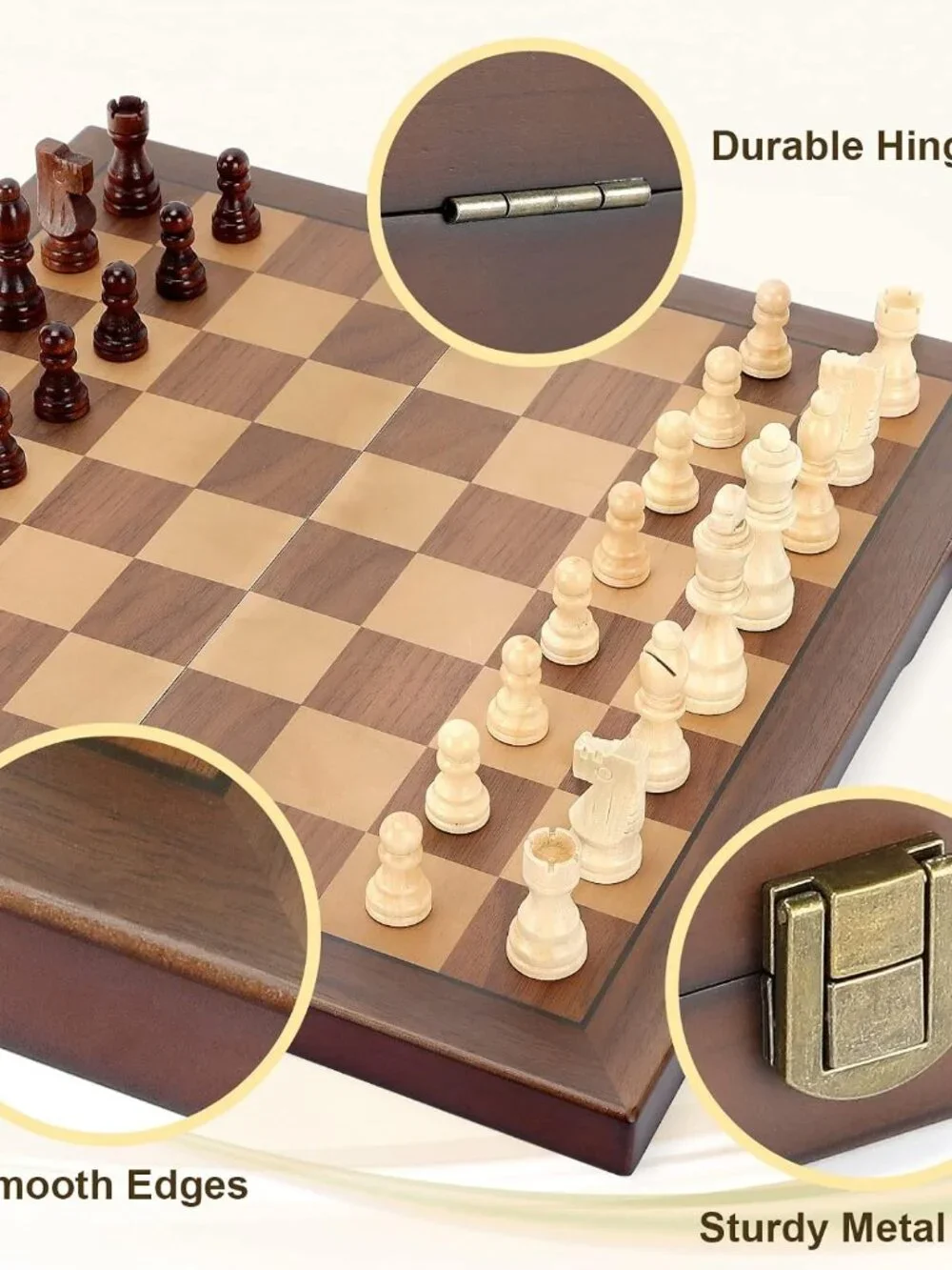 Magnetic Wooden Chess Set for Adults Kids 12'' Chess Board with Handmade Pieces,